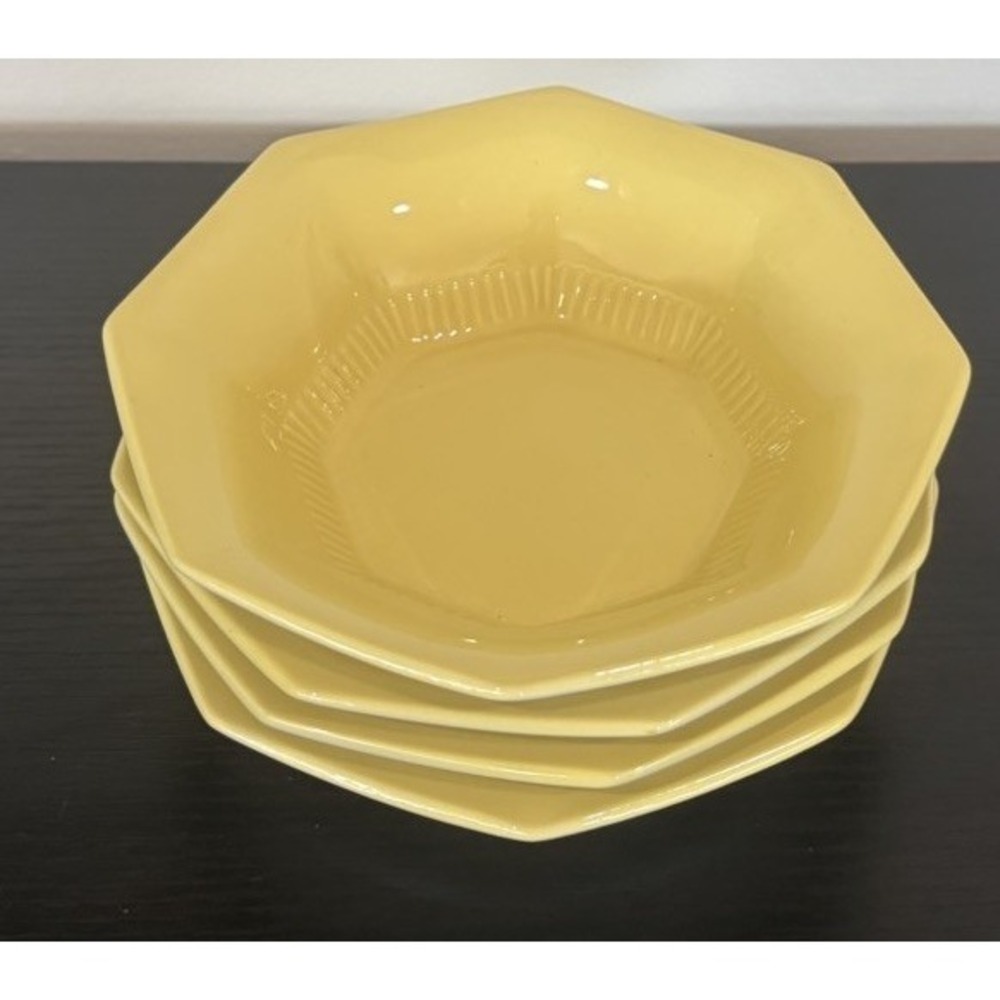 Vintage Set Of 4 Yellow Bowls  Ironstone Independence Japan Octagon Cereal Soup